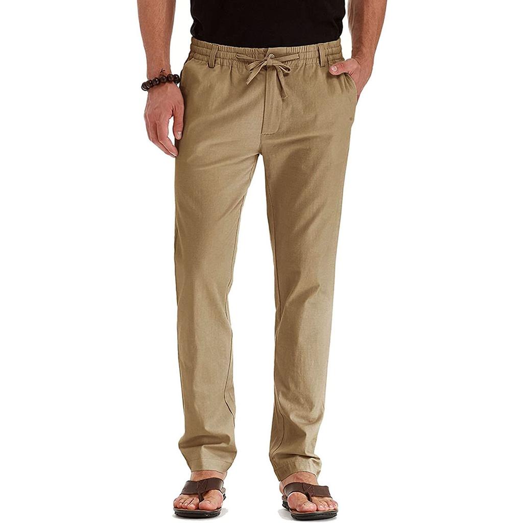 Macacão masculino com cordão, calças casuais com vários bolsos, calças de caminhada, calças de sarja de algodão