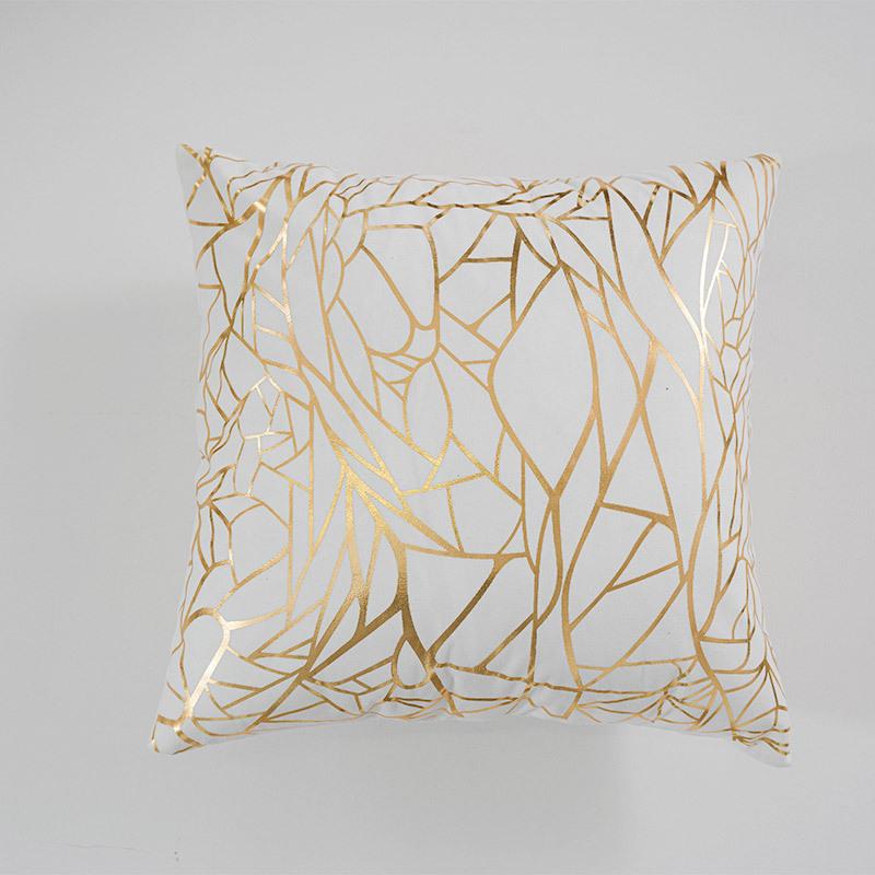 New Product Hot Stamping Sofa Pillow Cover Black and White Leaf Geometric Line Cushion Cover Living Room Bedroom Pillow