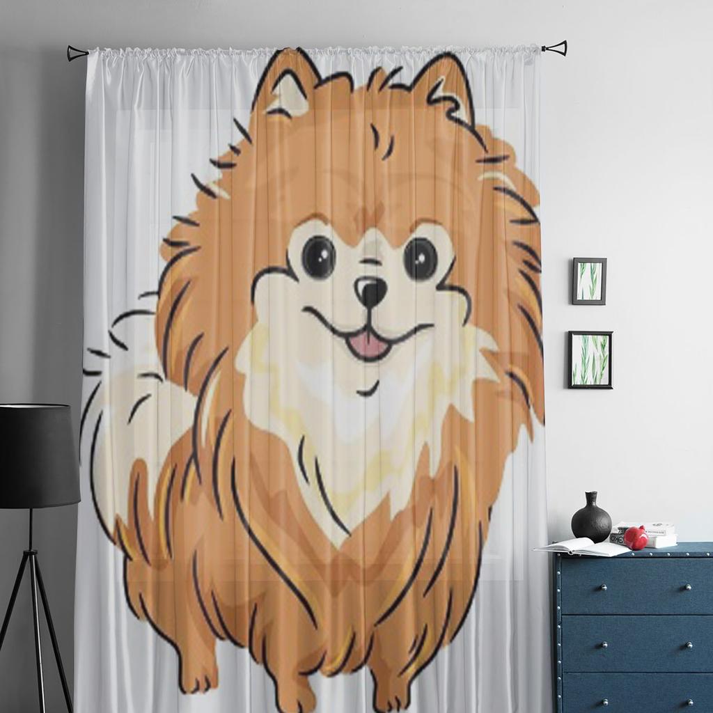 Mit einem Pommerschen Haustier Hund Erkerfenster Sichtschutz Vorhänge Drapieren Transparent Tüll Für Wohnzimmer Schlafzimmer Voile Organza Vorhänge