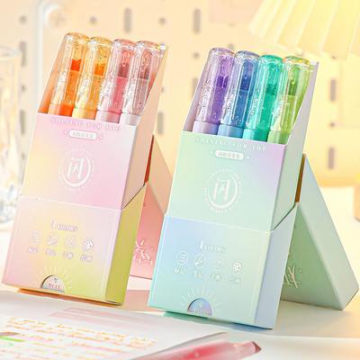 4-teiliges Set mit funkelnden Farbtextmarkern, glitzernd, glitzernd, magischer Kunstmarker, Liner zum Zeichnen, Malen, für die Schule
