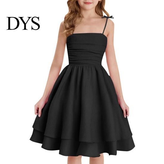 Mädchen Sommerkleid A-Linie Spaghettiträger Festlich Ärmellos Mode Outfit Midi Party Prinzessin für 8-14 Jahre Niedlich Und Süß