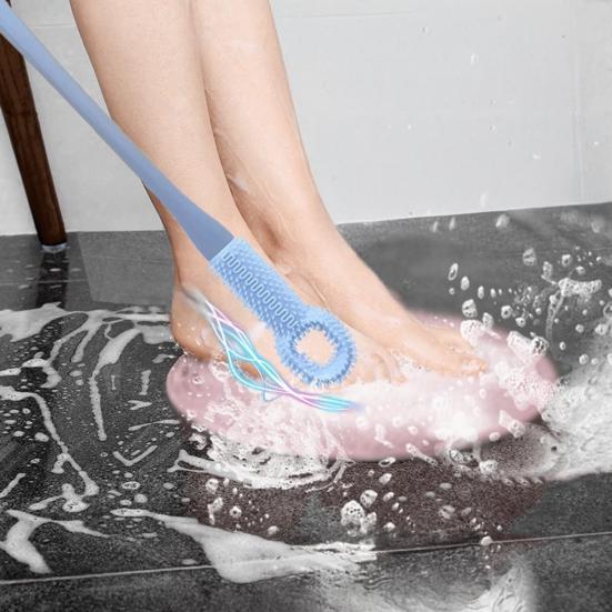 2 Pcs Toe Cleaning Brush Silicone Foot Scrubber with 15.7" Long Handle Soft Cleaning Shower Brush Foot Care Tool for Seniors Elderly Men Women