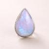 Rainbow Moonstone Pear Shape Statement Ring, 925 Sterling Silver Jewelry, Handmade Cocktail Ring