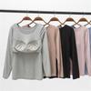 Plus Size 3XL Casual Sleepwear Women Shirts 2026 Autumn Long Sleeve Seamless Underwear Women Push Up Padded Bralette Tank Tops