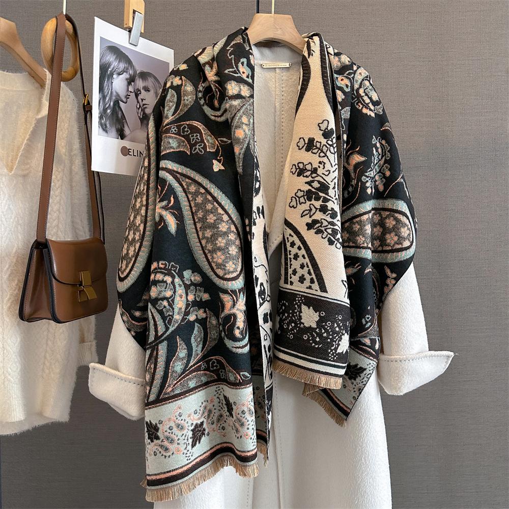 Luxury Winter Cashmere Scarf Women Paisley Print Shawl Wrap Pareo Elegant Poncho Femal Thick Warm Blanket Echarpe Pashmina