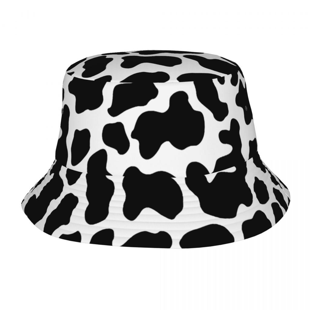 Custom Cow Print Pattern Bucket Hat for Women Unisex Fur Animal SkinLeather Summer Beach Sun Fur Animal SkinLeather Fisherman Cap