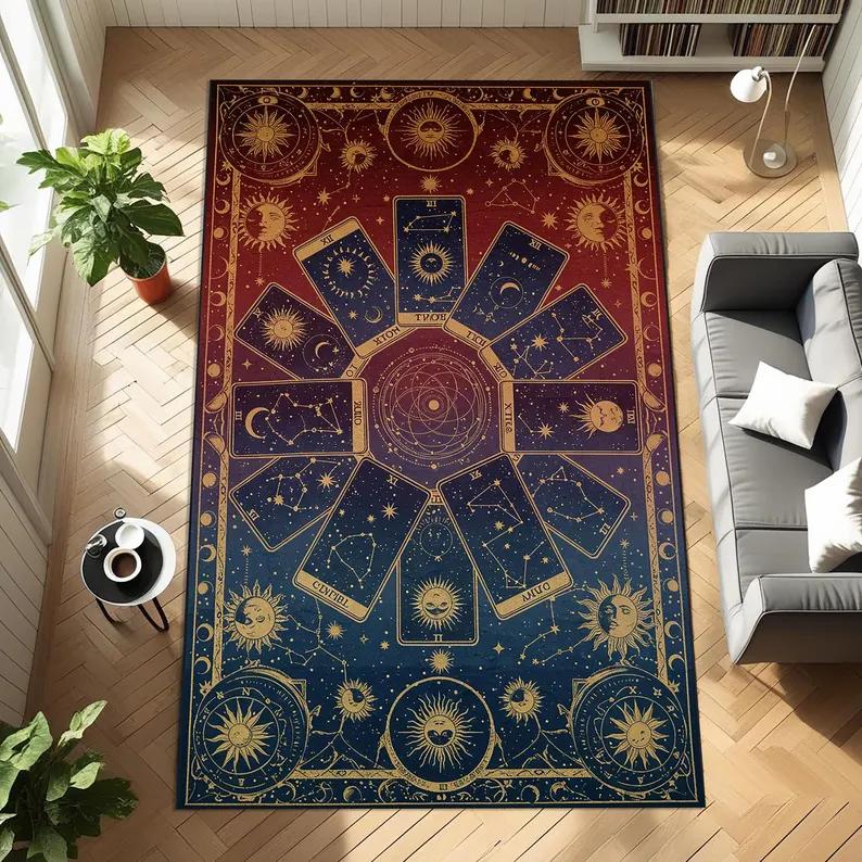 Gothic Floral Rug Purple Witch Magic Rug Elegant Purple Gothic Rug for Your Sacred Sanctuary Living Room Sofa Rug Bedroom Rug