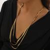 Salircon Vintage Multilayer Snake Chain Necklace for Women Herringbone Gold Color Copper Chain Pendant Necklace Neck Jewelry
