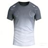 Męski T-shirt Sportowy Outdoorowy Koszulki do Biegania Wzór Gradientowy Nadrukowany T-shirt Wygodny Szybkoschnący Krótki Rękaw Unisex Top