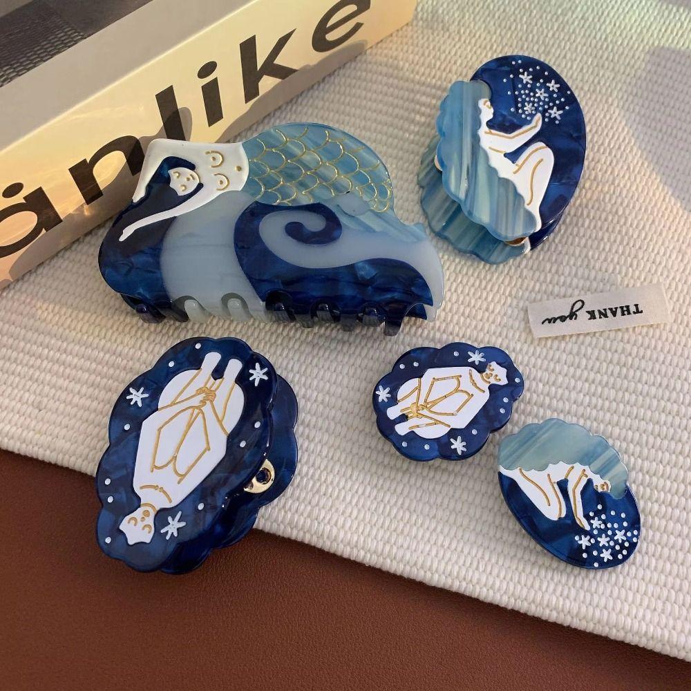 Ocean Mermaid Hair Claw Clips Funny Women Accessories Cute Acetate Shark Hairpin Jewelry Gift