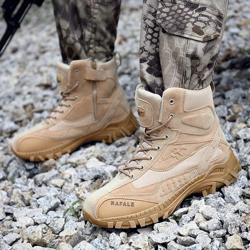 Men Tactical Boots Waterproof Hunting Hiking Shoe Lace Up Motorcycle Brand Size Plus Desert Unisex Army Boot Male Climbing Shoe