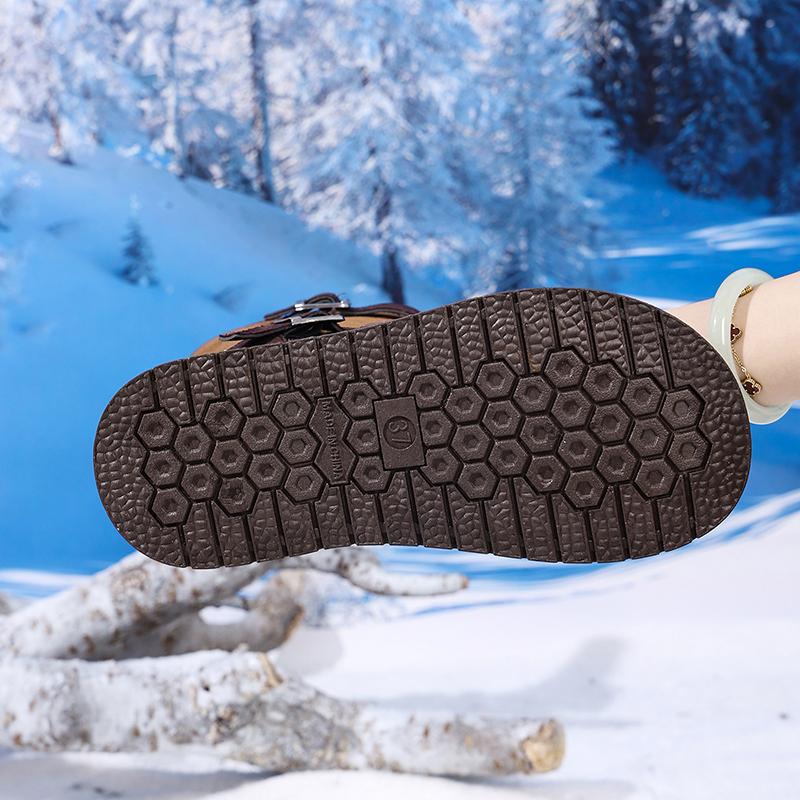 Fashion Fashion Mix Color Thick Bottom Snow Boots Women 2025 Winter Warm Plush Non Slip Ankle Boots Metal Bucket Furry Designer Shoes 42