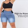 High-waisted stretch denim shorts for women, summer slimming, butt-lifting, tight-fitting, fitness casual pants