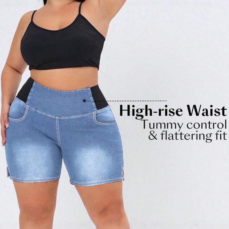 High-waisted stretch denim shorts for women, summer slimming, butt-lifting, tight-fitting, fitness casual pants