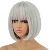 MERISIHAIR Short Straight Bob Synthetic Wigs with Bangs for Black Women Heat Resistant Wig for Cosplay Party Daily Hair