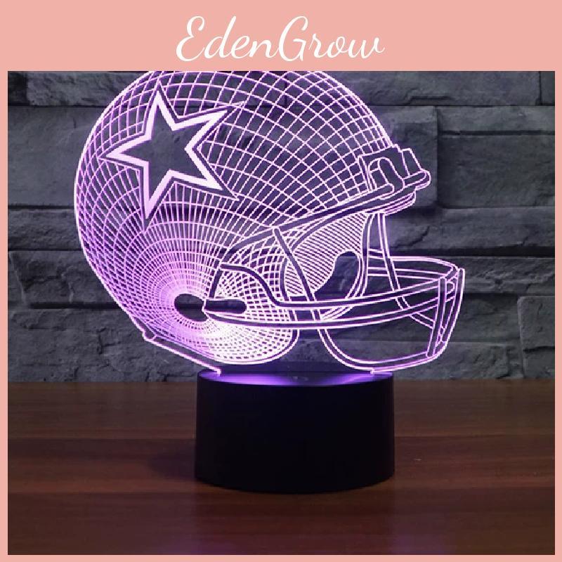 Rugby Cap Pattern 3d Led Night Light With Touch Control For Home Decor Gift