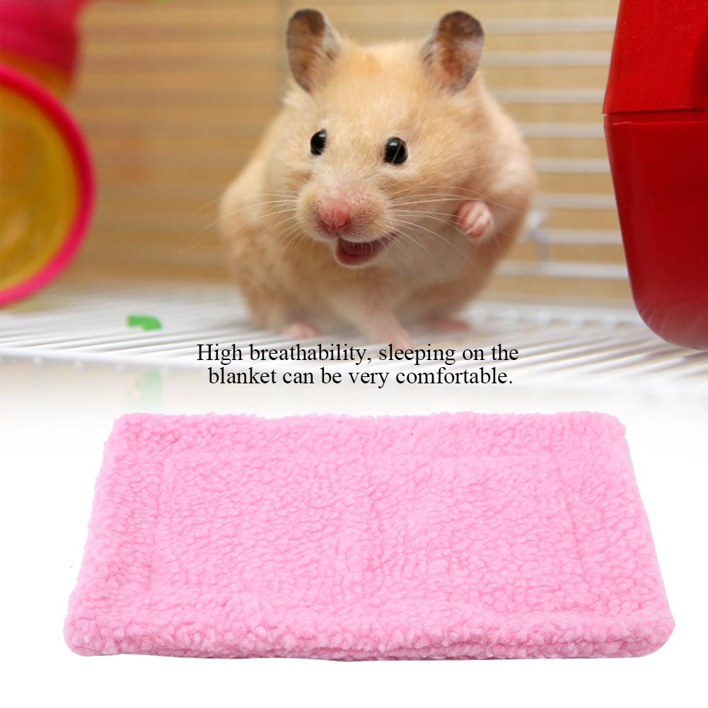 Hedgehog Guinea Pig Bed Mat Rectangular Plush Cushion Hamster House Nest Pet Supplies Pink