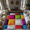 Tuniu Colorful Geometric Rug Modern Abstract Living Room Carpet Mat Non Slip Floor Decor
