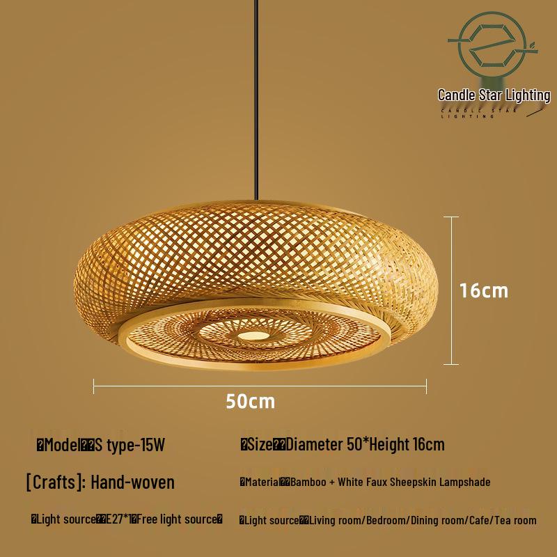 Zen Style Bamboo Rattan Pendant Light for Tea Rooms and Restaurants