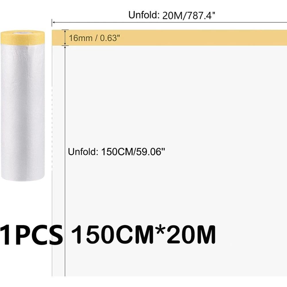 

Durable Automotive Paint Coverage 12M/20M Furniture Dust-proof New Pre-Taped Masking Film 150CM*20M