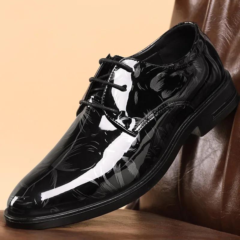 Leather Shoes Men's Spring and Autumn Korean Version of The Wild Pointed Business Formal Wear Breathable British Casual Wedding Shoes Men