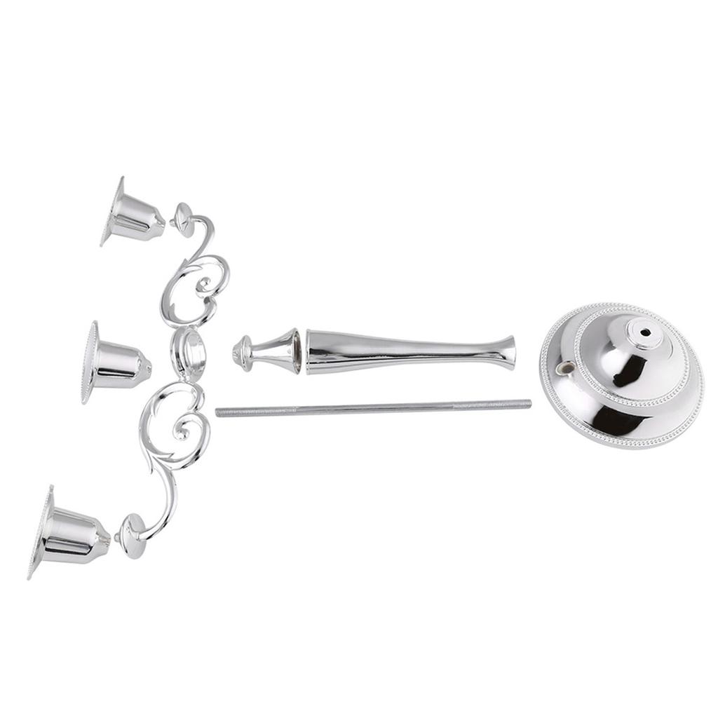 3 Arms Metal Candle Holder European Style Candelabra Wedding Candlestick Home Decor (Silver)