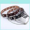 Punk Style Pu Belt For Women And Men With Rivet Chains Casual Fashion Accessory