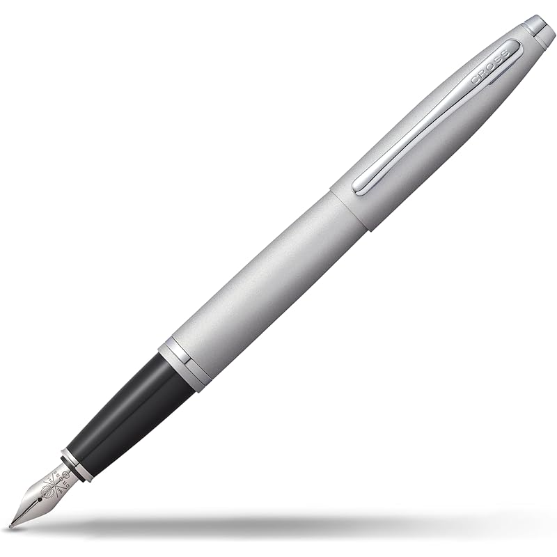 Cross Calais Refillable Fountain Pen, Medium Nib, Includes Premium Gift Box - Satin Chrome