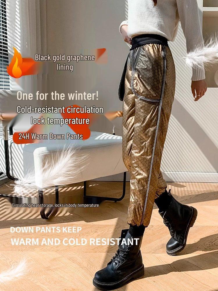 

Black Gold Stone Graphene White Duck Down Waterproof Warm Winter Women s Pants 2XL (100-120 lbs)