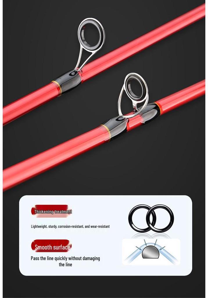 Red ML Power Long Cast Baitcasting & Spinning Rod Set with Integrated Handle