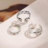 Retro Temperament Hollow Ring 3-piece Letter Pattern Ring Punk Style Ring Female Simple Fashion Ring