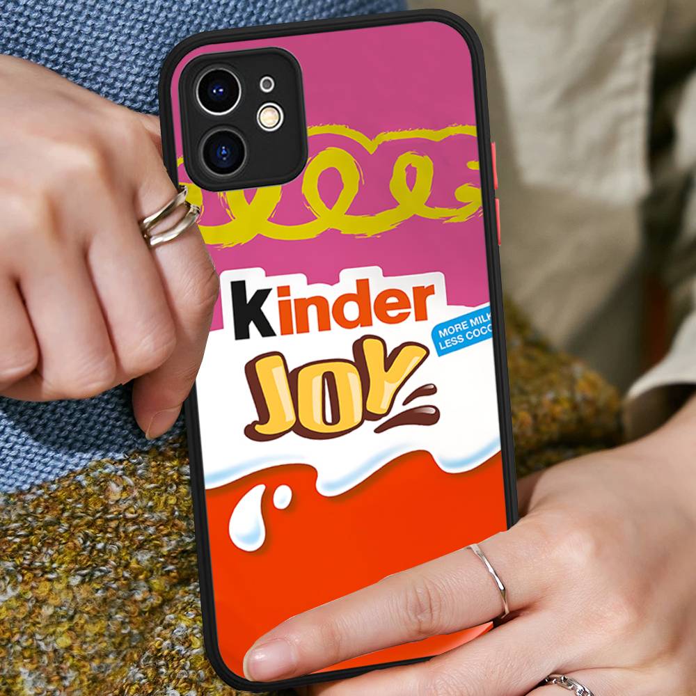 Cute Kinder Surprise Eggs Logo For IPhone 16 15 14 13 12 11 Pro Max X XS MAX Plus Translucent Black Phone Cover