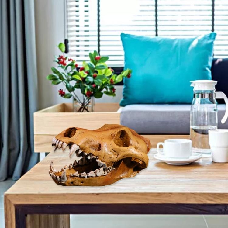 Artistic Wolf Skull Sculpture Resins Construction Animal Head Skeleton Replicas for Office Desk Decors Museums Display