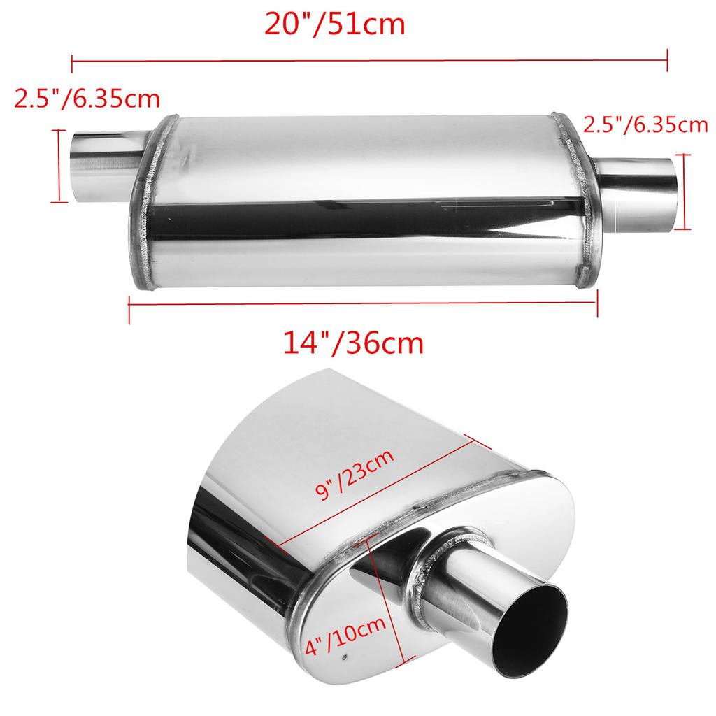 Exhaust Silencer 4/" x 2.5/" x 20/" Universal Resonator Muffler Back Box S//S 304
