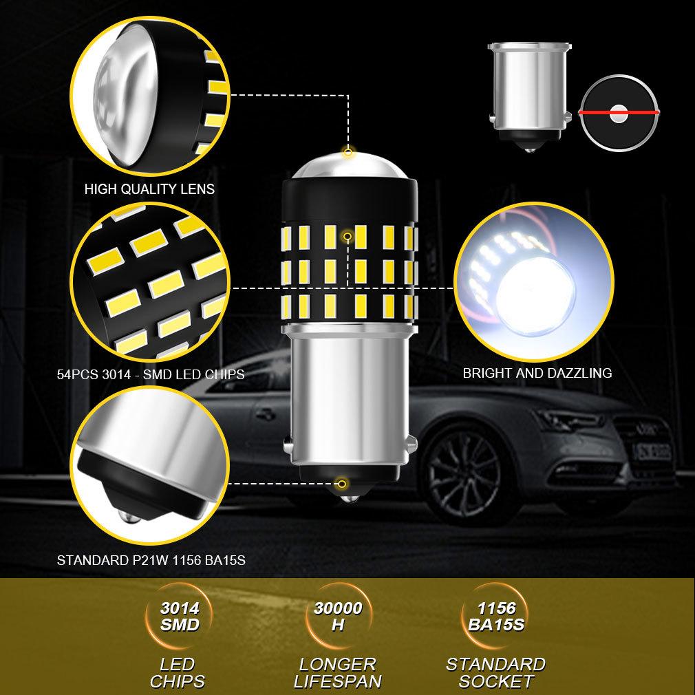 2Pcs P21/5W Led 1157 High Bright Car Light BAY15D 1156 P21W Ba15S Bulbs PY21W BAU15S 54SMD Auto Reverse Turn Signal Lamp Brake White Yellow Red 12V