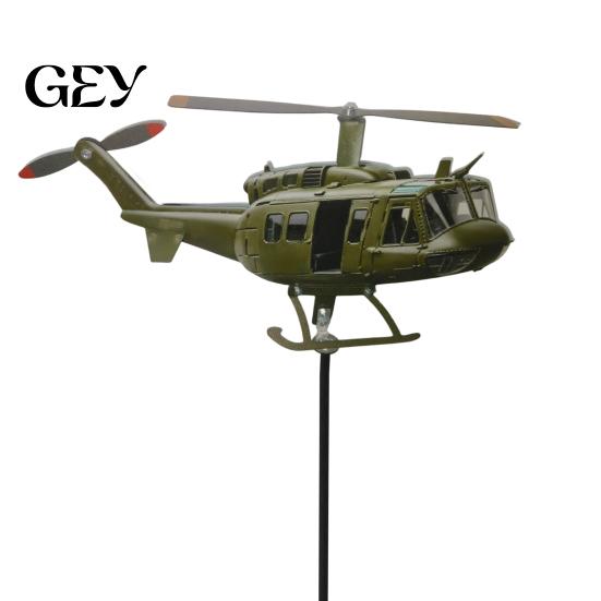Weather-resistant Yard Decor Patriotic Wind Spinner, Helicopter Windmill Stake with Spinning Propeller, 2D Flower Bed Spinner Outdoor Metal