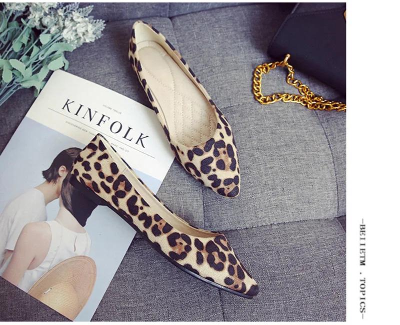 Fashion Leopard Shoes Women Flats Woman Casual Shoes Pointe Toe Spring Summer Flat Fashion Ladies Shoes Slip-on Big Size