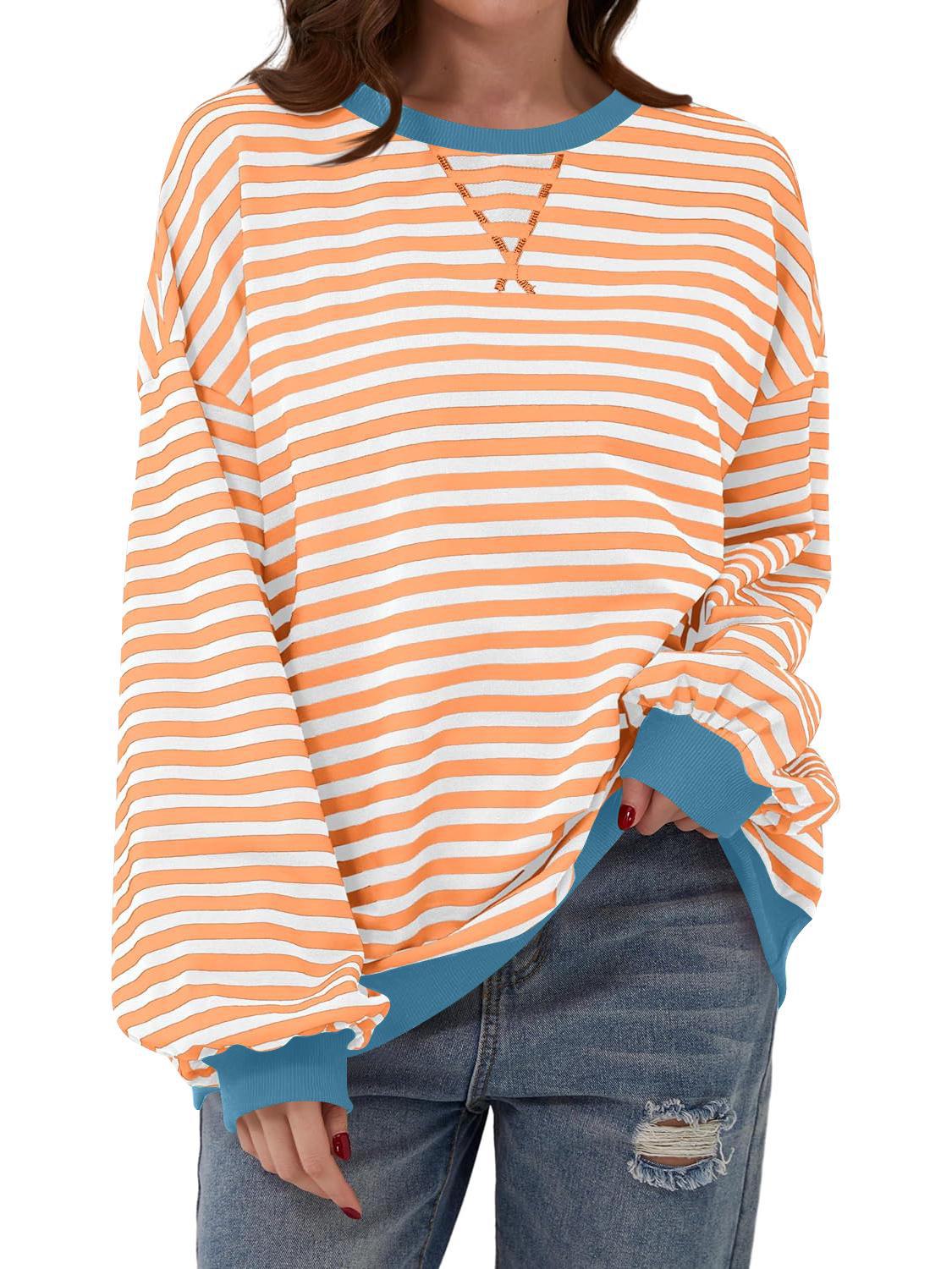 

Жіночий повсякденний світшот у смужку осінь/зима 2024 року вільного крою XL