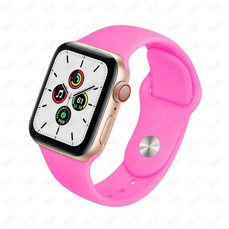 Silicone Strap For Apple Watch Band 44mm 40mm 45mm 42-38-41mm original 1:1 bracelet iwatch series 8 7 se 3 4 5 6 9 ultra 2 49mm