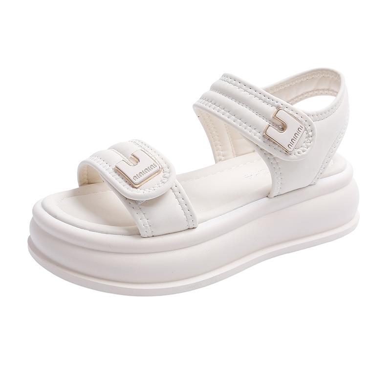 Thick Bottom Velcro Sandals Female Summer with Skirt Sports A Word with Flat Bottom Ladies Beach Shoes Fashion Women Summer Breathable Shoes