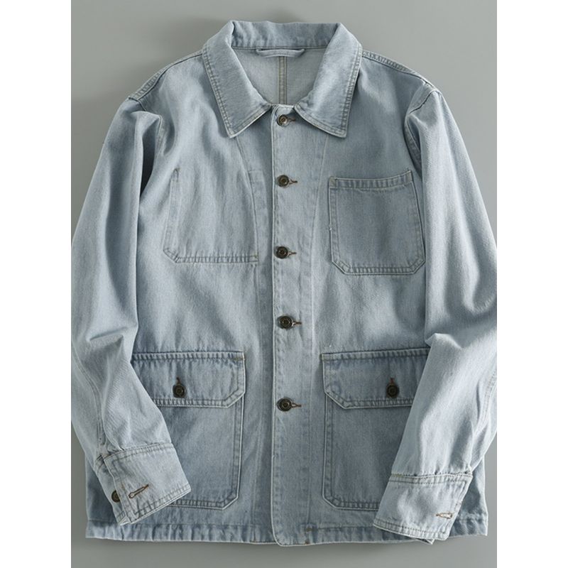 Articoli in saldo Ordini giapponesi per l'esportazione Commercio estero Etichetta tagliata Giacca da uomo in denim di cotone lavato Stock di surplus Grandi marche Capispalla da uomo da scaffale