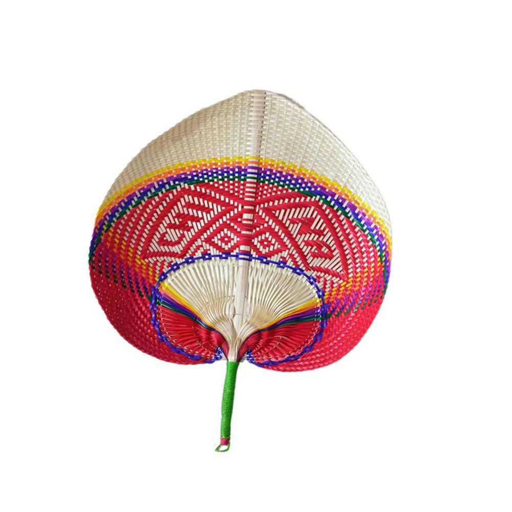 Bamboo Palm Leaf Fan Handmade Heart Shaped Fan Photography Props Hand-woven Fan  Outdoor Activities