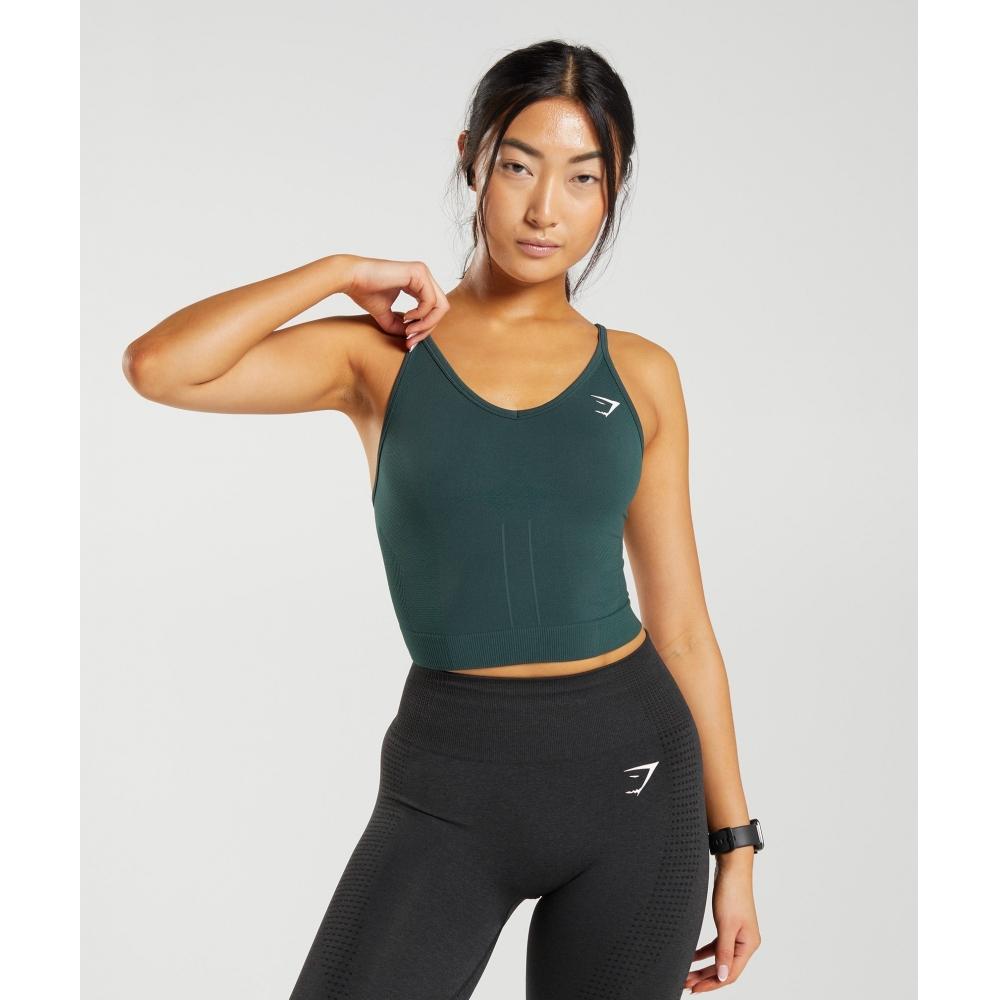 

GYMSHARK Vital Seamless 2.0 Midi Tank Woodland Green Marl B4A6W EBTF