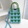 Sommer Damen Niedliche Mini-Tasche Vielseitige Mode Handytasche Cartoon Gestrickte Handtasche Umhängetasche Umhängetasche