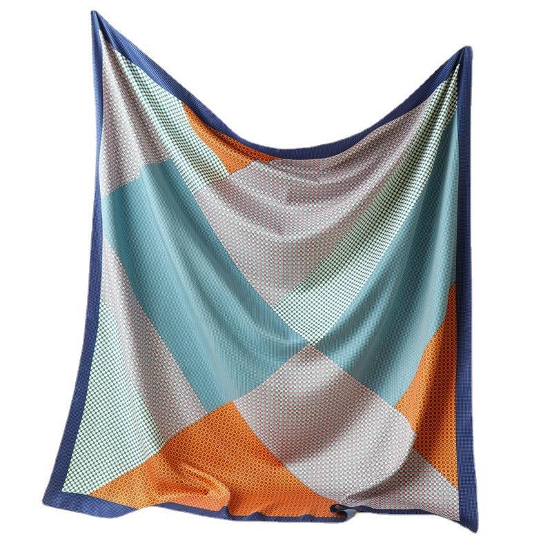 Temperament silk scarf New women's imitation silk scarf Hangzhou silk twill square scarf 91cm simple color matching shawl