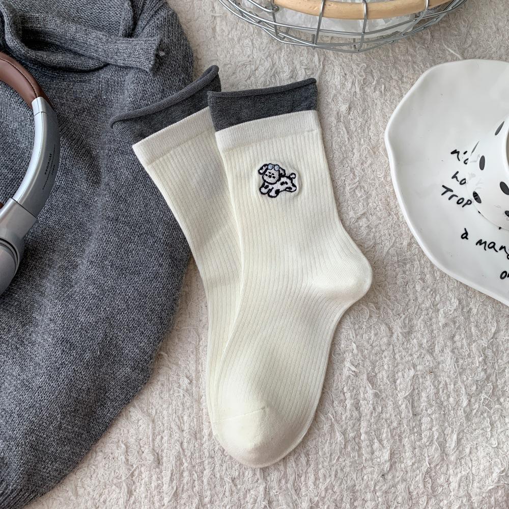 Autumn and Winter Lace Fringed Striped Socks for Women, Early Autumn Lace Sweet Mid-calf Pile Socks