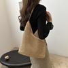 Vintage Woven Tote Bag Stylish Large Capacity Shoulder Bag For Women In Black White Brown And Khaki