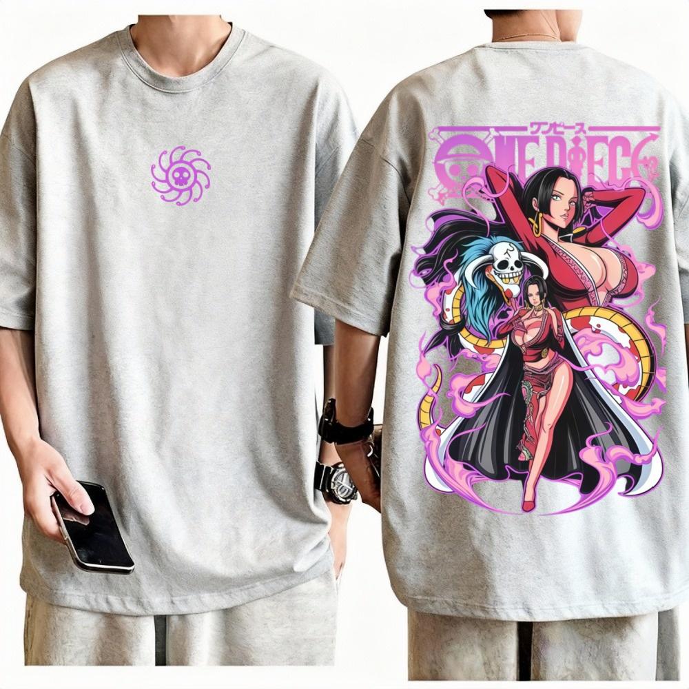

One Piece Boa Hancock TShirt Unisex Anime Graphic Print Crew Neck Pure Cotton Oversized Streetwear Fashion Tops For Men Women M
