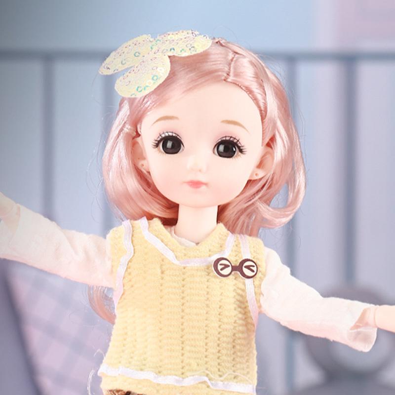 12 Inch 30Cm 1/6 Girl Bjd Dolls With Clothes Skirt Hat Headdress Dress Up Diy Toys Dollhouse Accessories Children Birthday Gifts