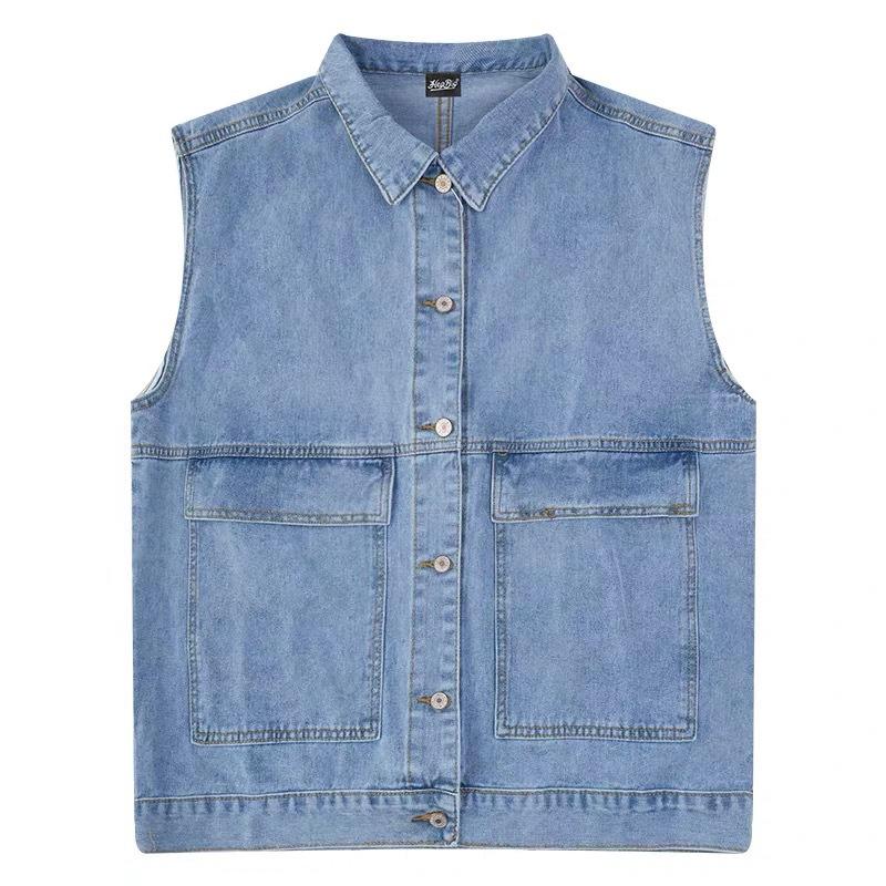 Men's Workwear Denim Vest Spring and Autumn Jacket Bf Y2k Style Loose Sleeveless Vest Men Clothing